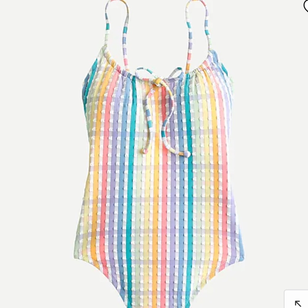 J. Crew Pastel Rainbow Stripe One-Piece Swimsuit